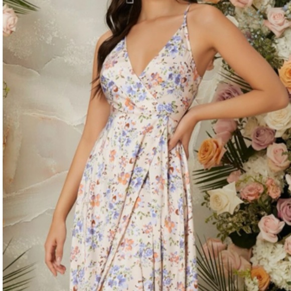 Boho floral print slit thigh cami maxi dress - Picture 2 of 5